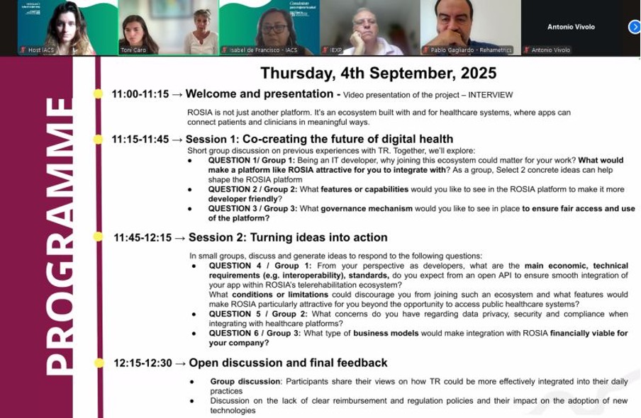 Advancing tele-rehabilitation through ROSIA